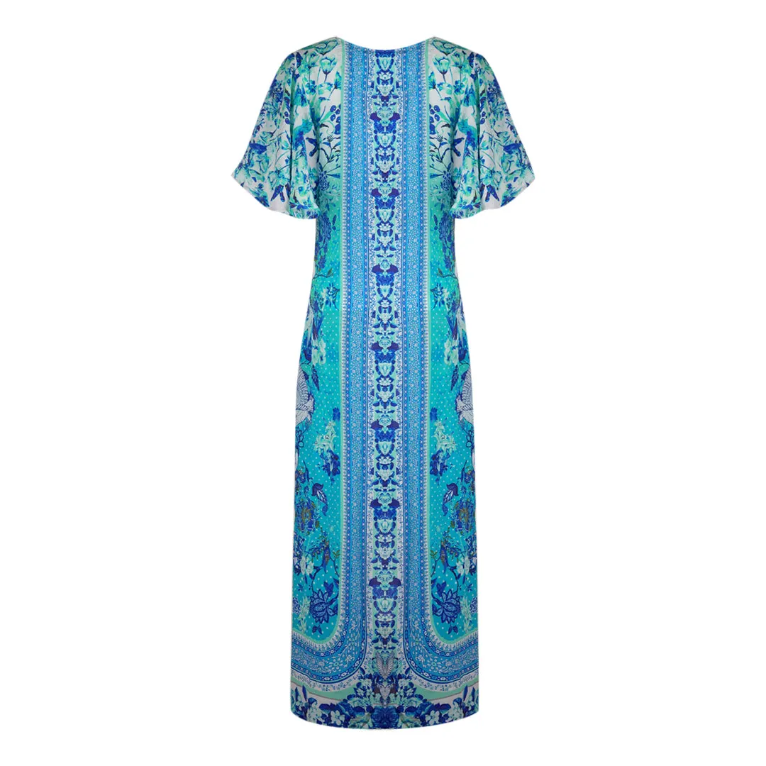 Inoa Catalina Azuro 12002 Blue Silk Maxi Dress