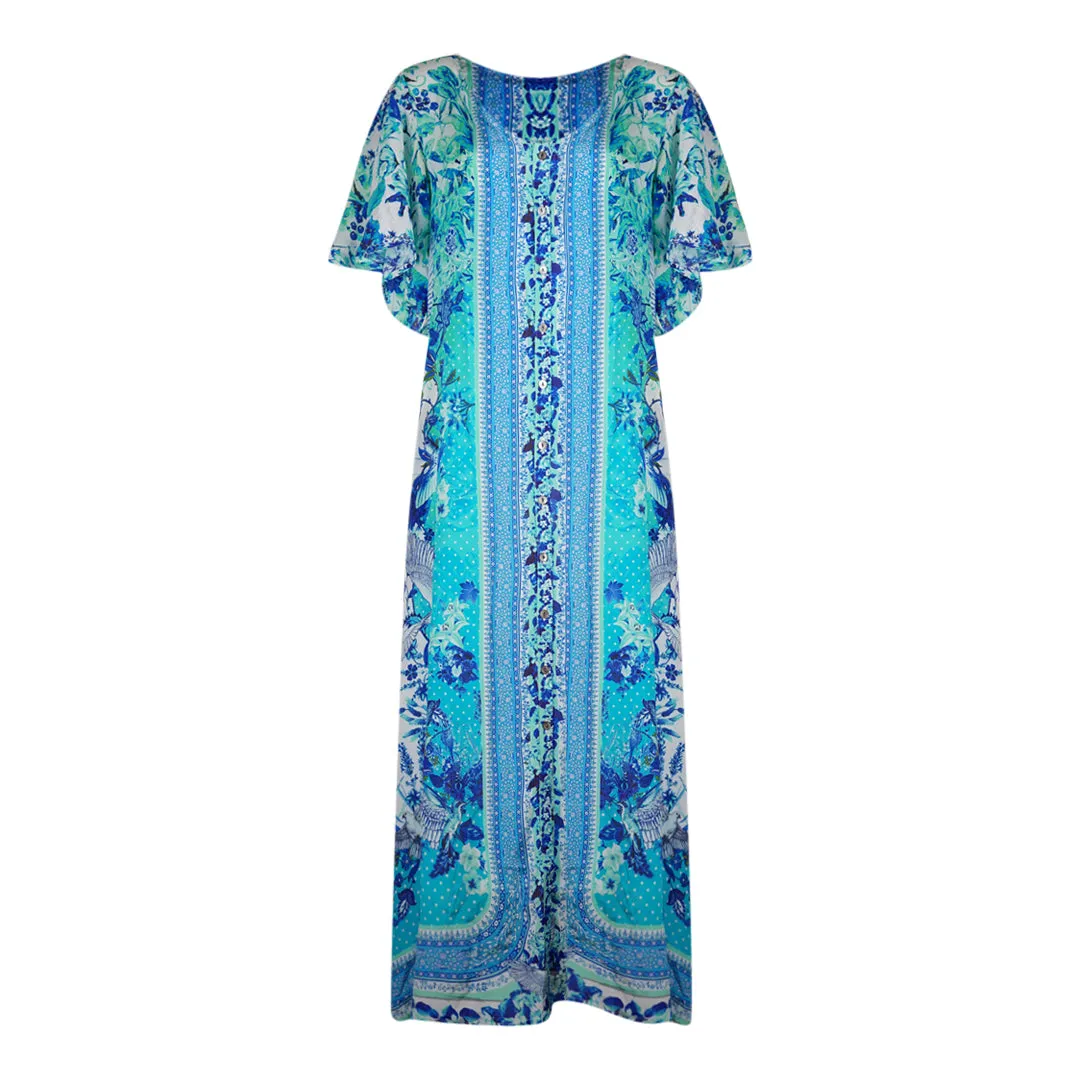 Inoa Catalina Azuro 12002 Blue Silk Maxi Dress