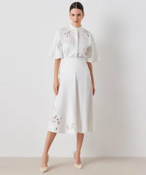 Ipekyol Lasercut Embroidered Solid Skirt White