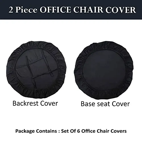 ITSPLEAZURE Black 2 Piece Office Chair Cover Pack of 1 Stretchable Elastic Polyester Removable Washable Office Computer Desk Executive Rotating Chair Seat Covers Slipcover Protector