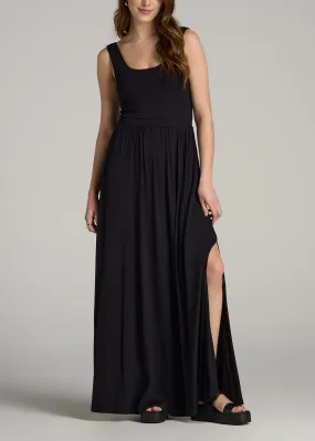 Jersey Tank Maxi Dress with Pockets for Tall Women in Black