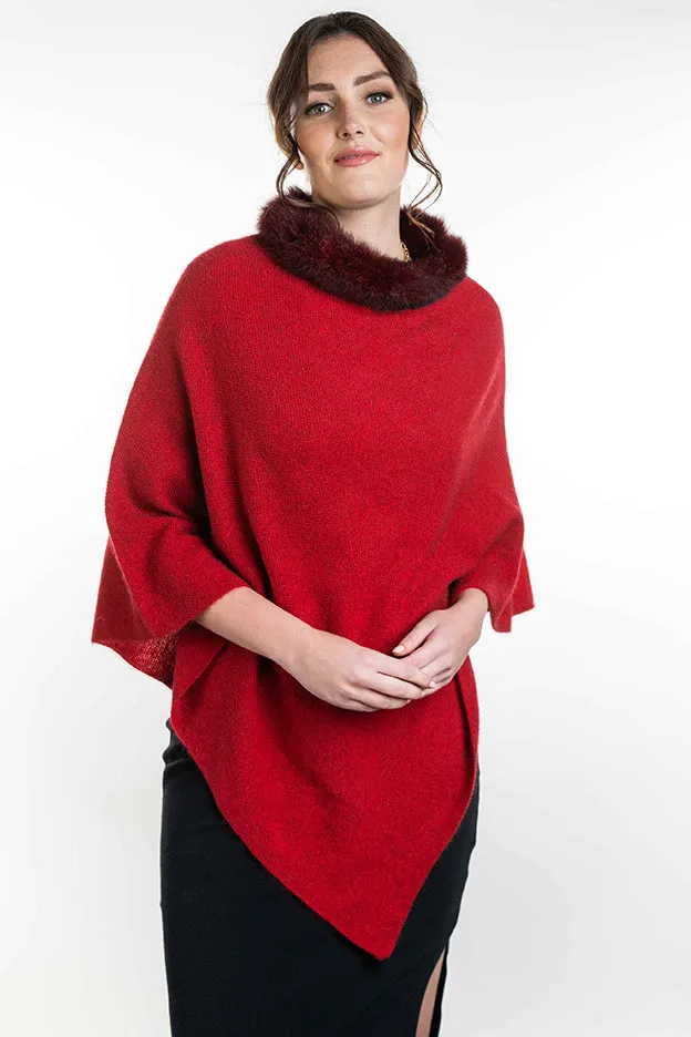 Koru Fur Trim Zip Poncho