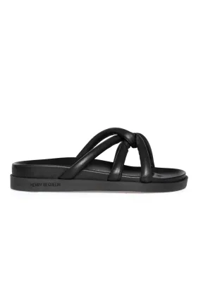 Leather Nodo Slide Sandal in Cervo Nero