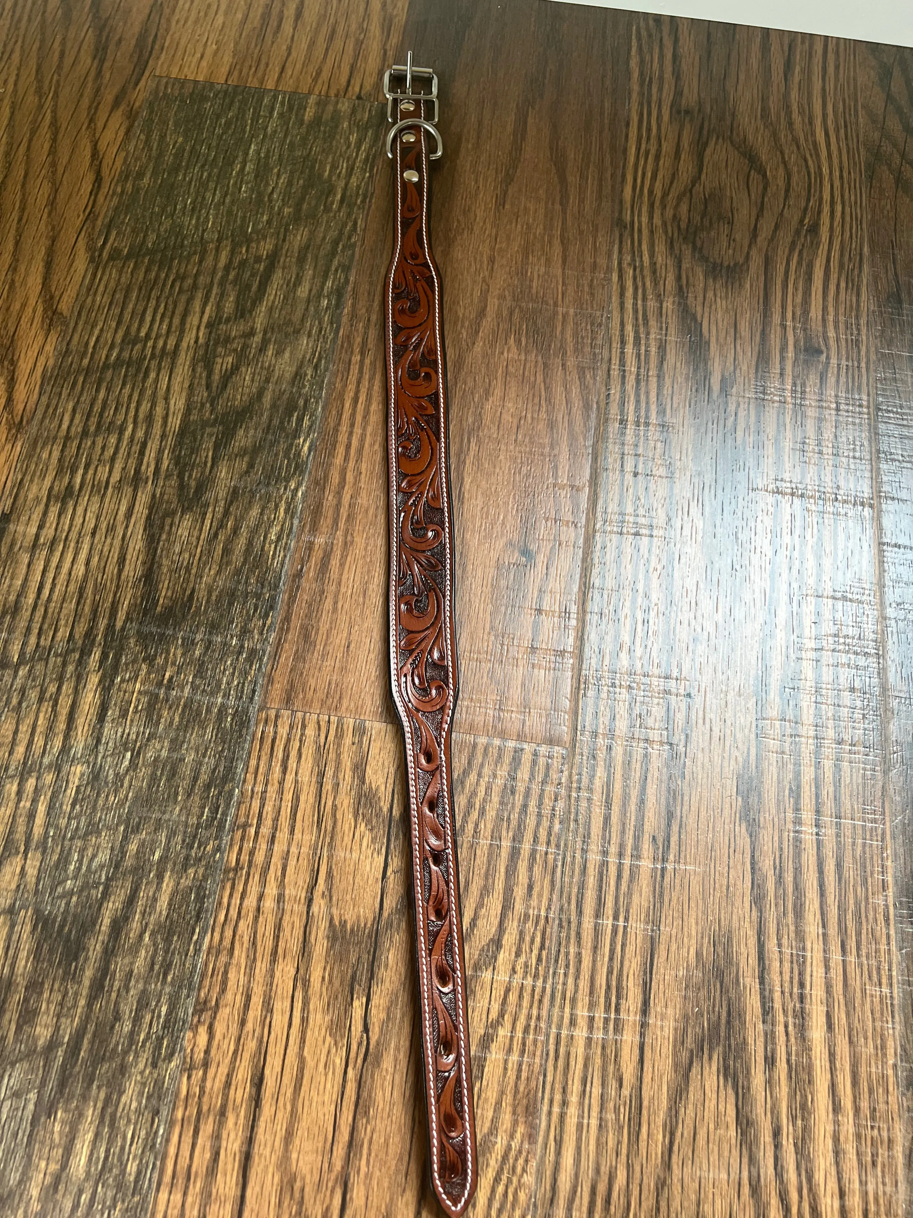 Leather Tooled Dog Collar