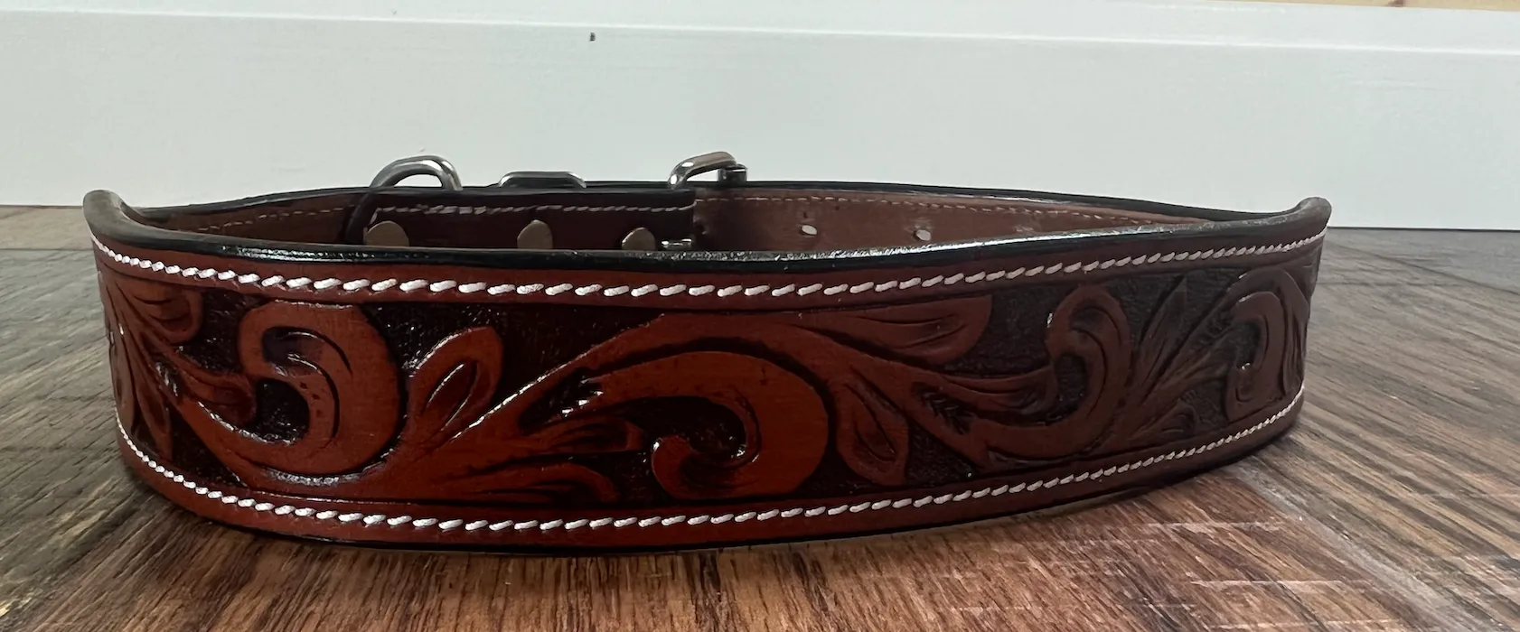 Leather Tooled Dog Collar