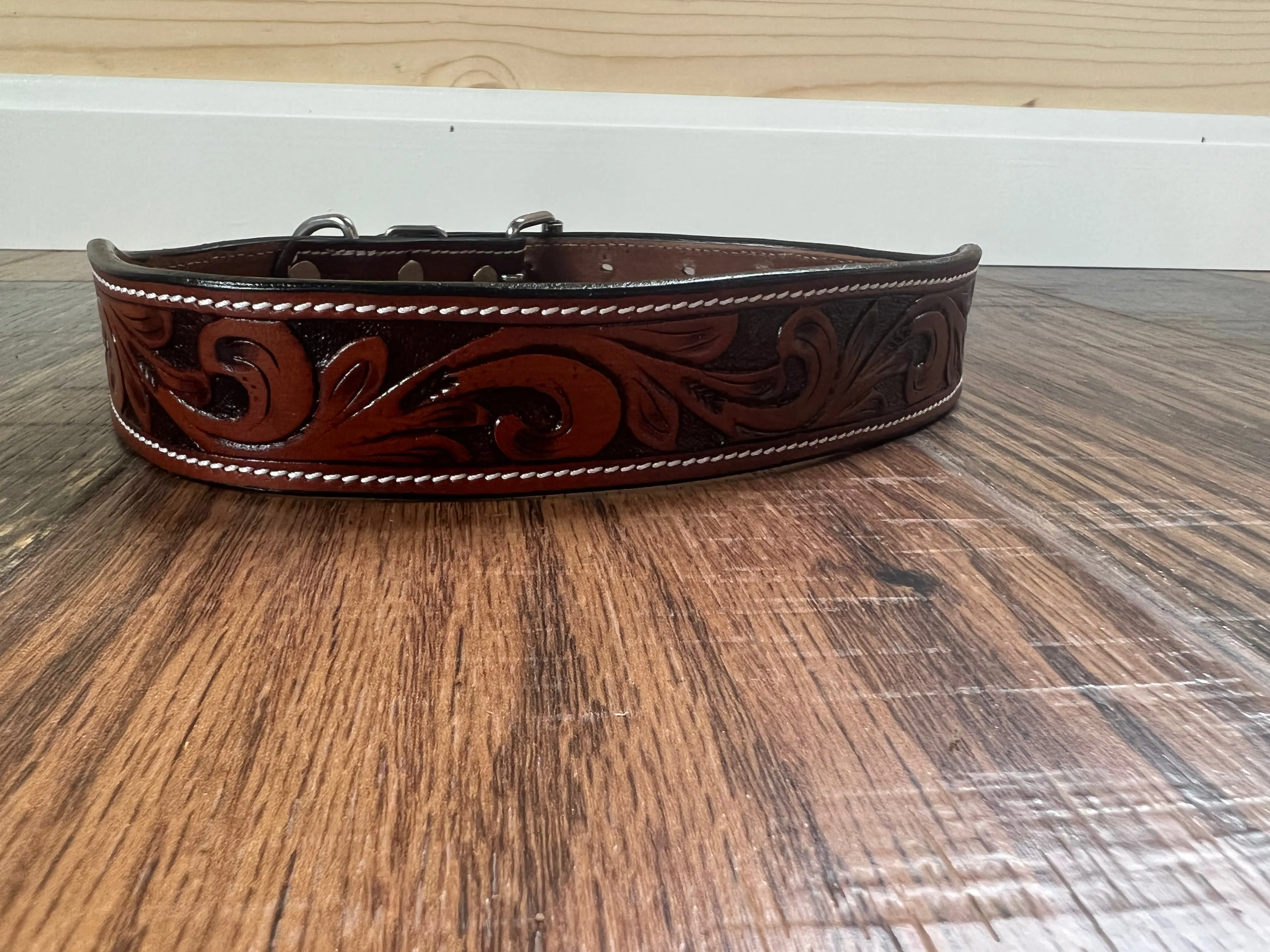 Leather Tooled Dog Collar