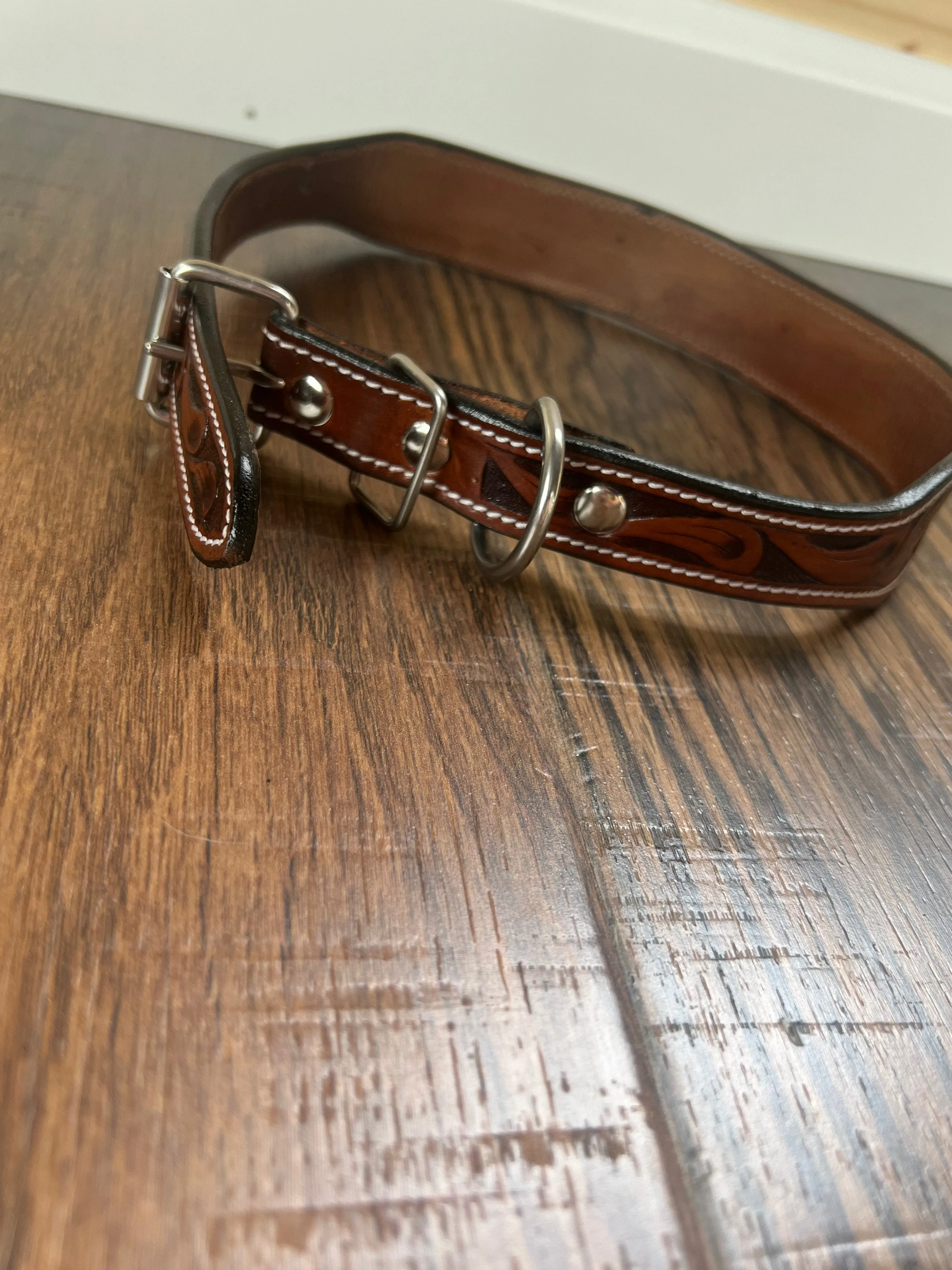 Leather Tooled Dog Collar