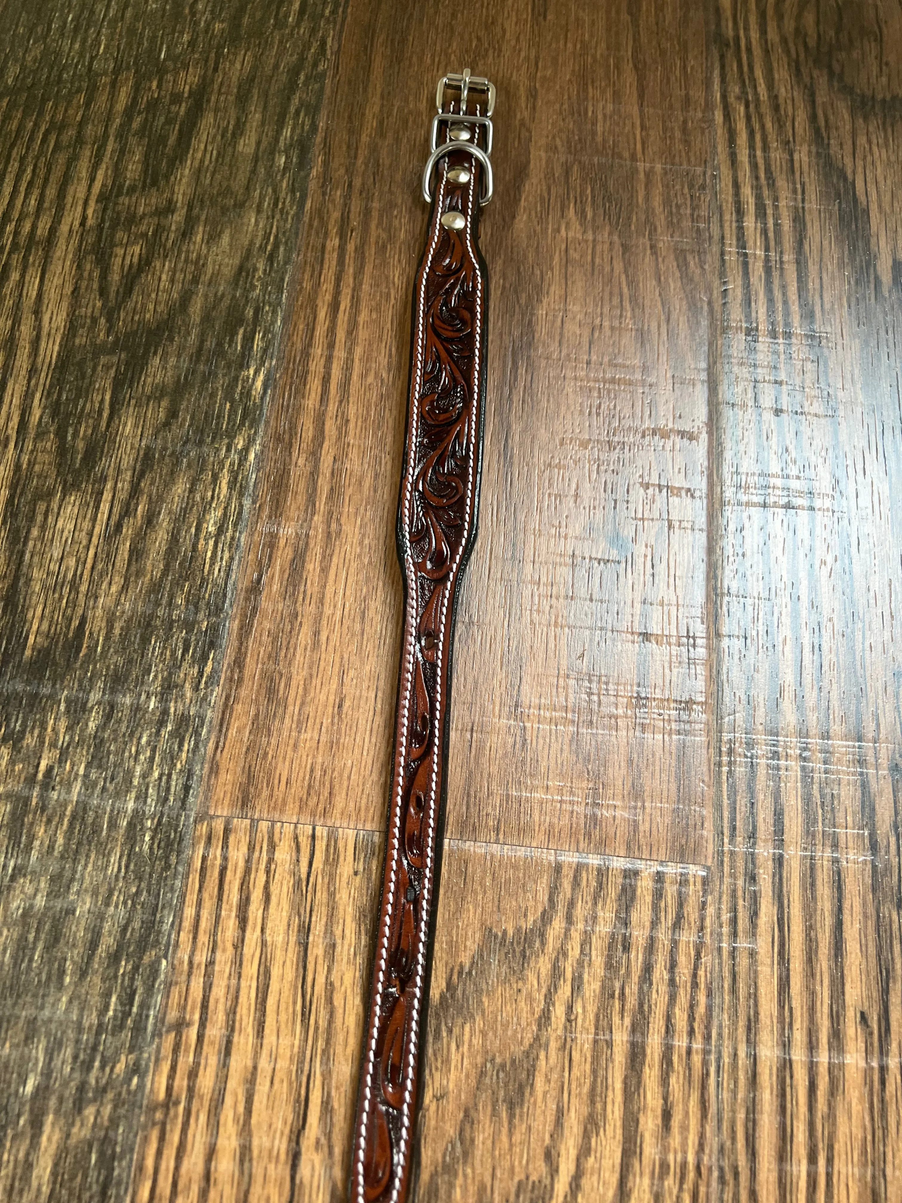 Leather Tooled Dog Collar