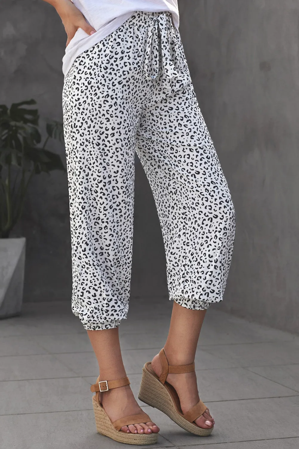 Leopard Print Drawstring Joggers