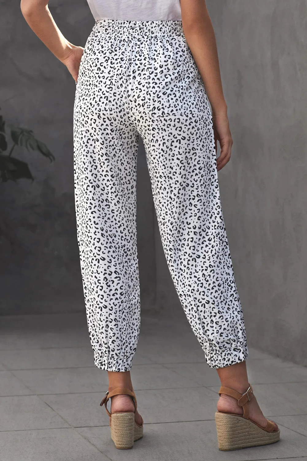 Leopard Print Drawstring Joggers