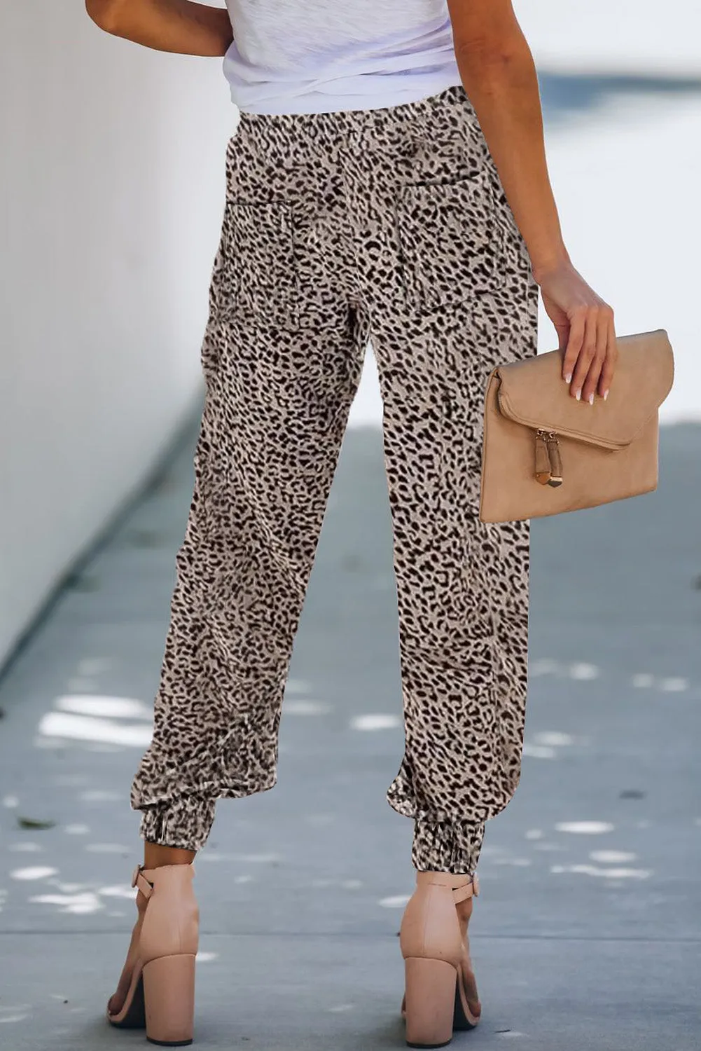 Leopard Print Drawstring Joggers