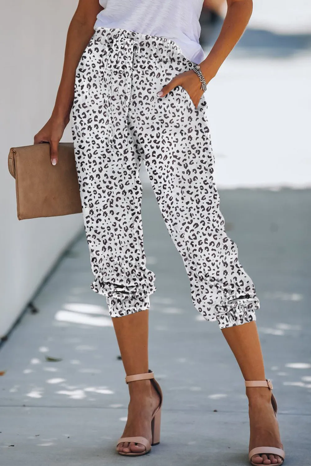 Leopard Print Drawstring Joggers