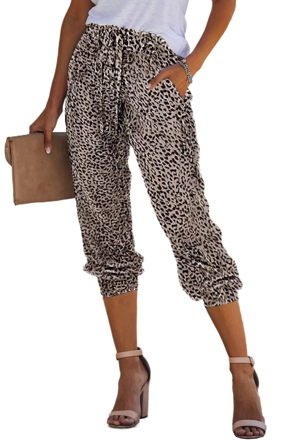 Leopard Print Drawstring Joggers