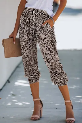 Leopard Print Drawstring Joggers