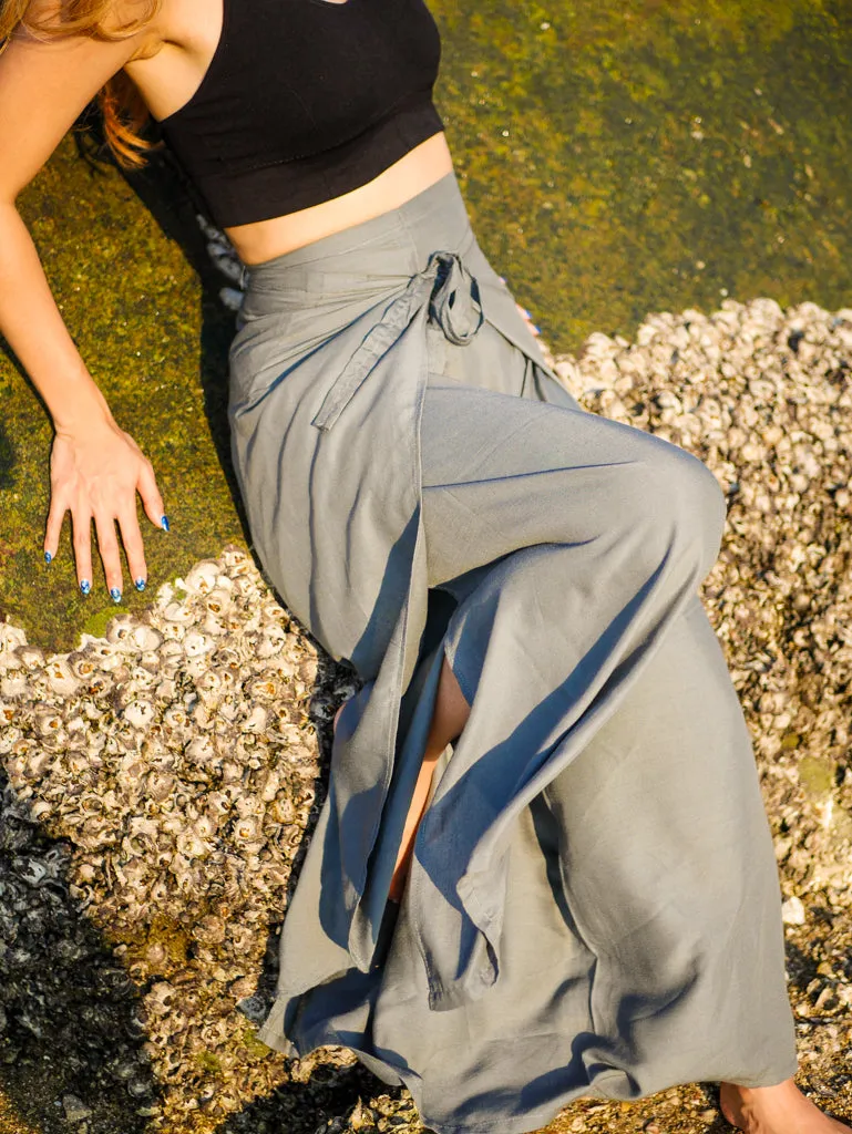 Light Gray Palazzo Wrap Pants