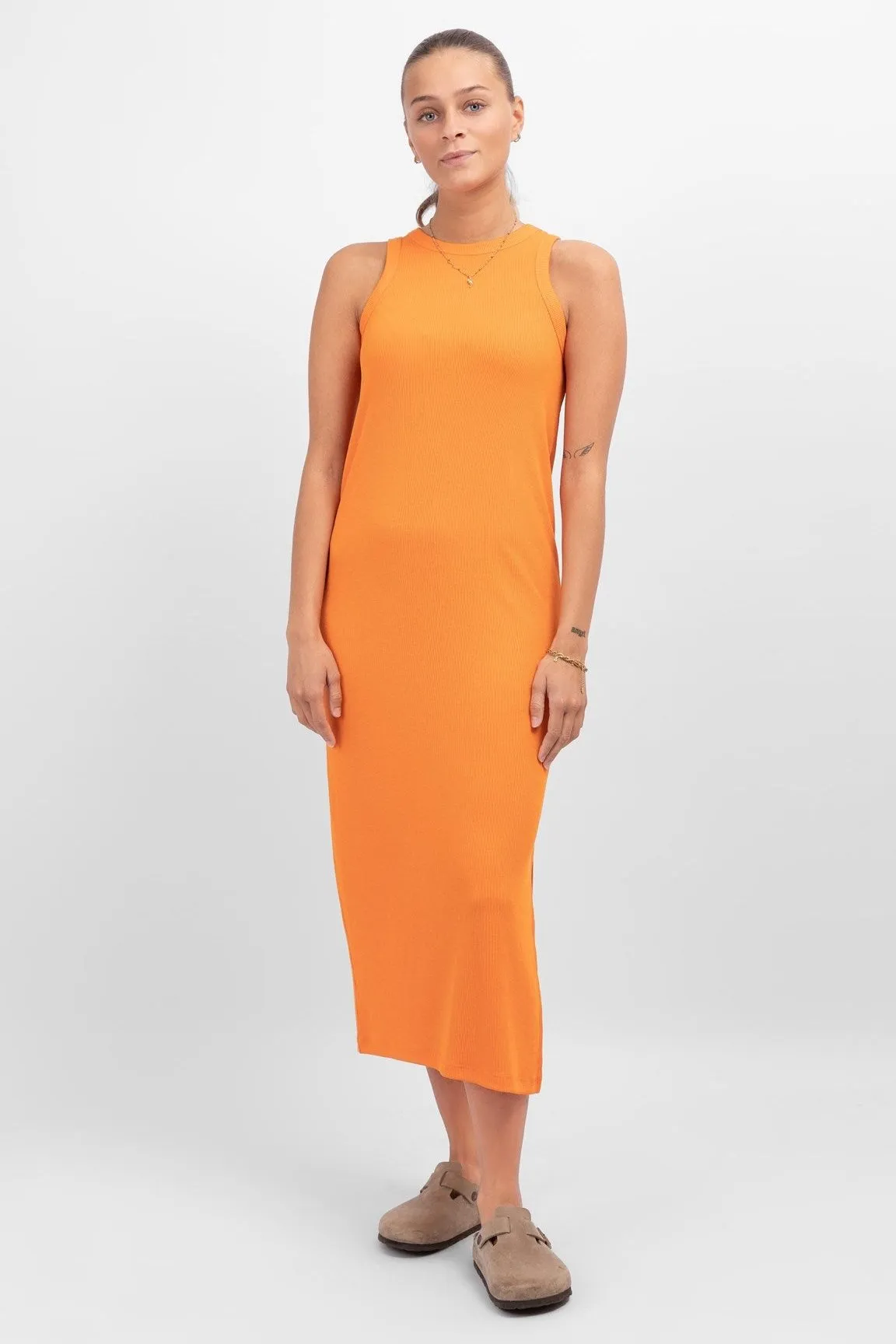 Line Summer Dress - Persimmon Orange