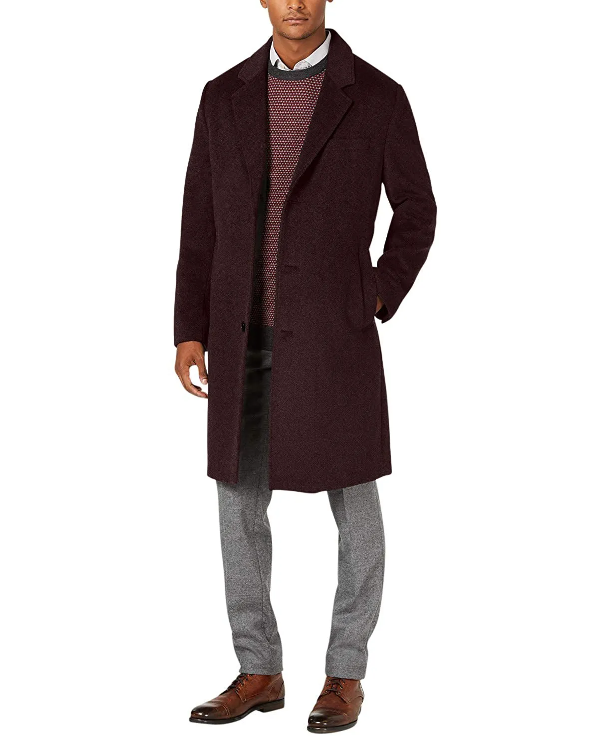 LONDON FOG Men's Classic Fit Overcoat Signature Wool Blend Top Coat (Regular & Big-Tall Sizes)