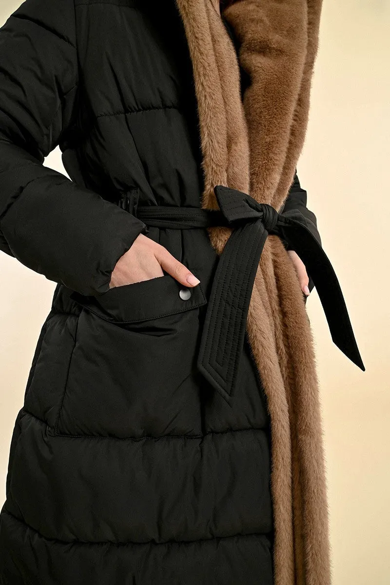 LONG FUR-LINED DOWN JACKET