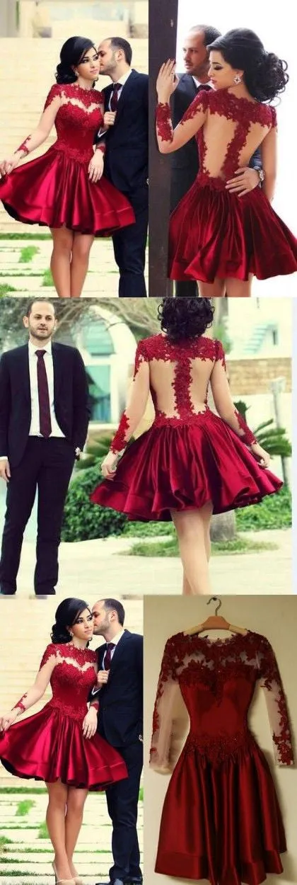 Long Sleeve Red Homecoming Dress with Sleeves