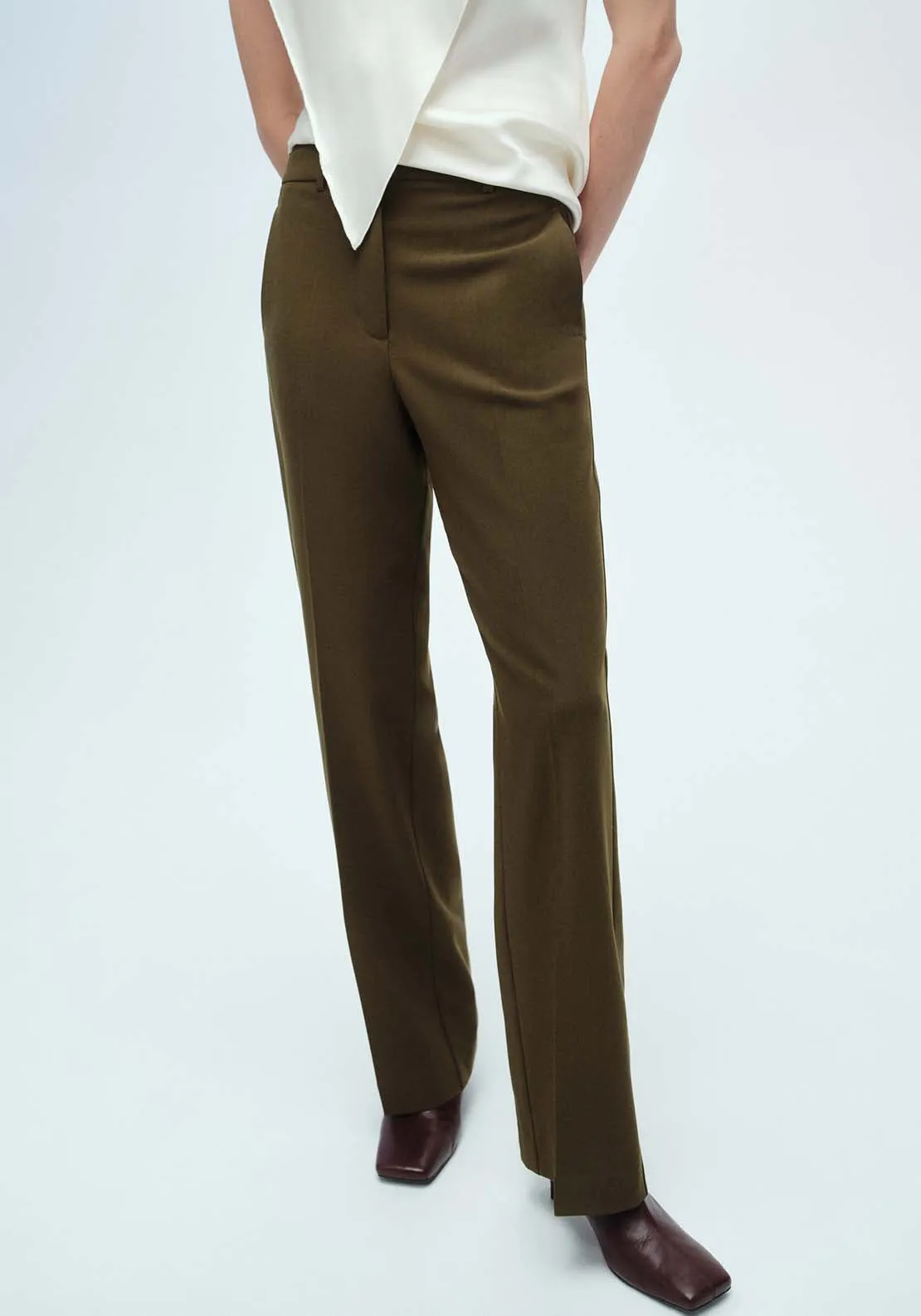 Long Trousers With Belt Loops - Beige/khaki