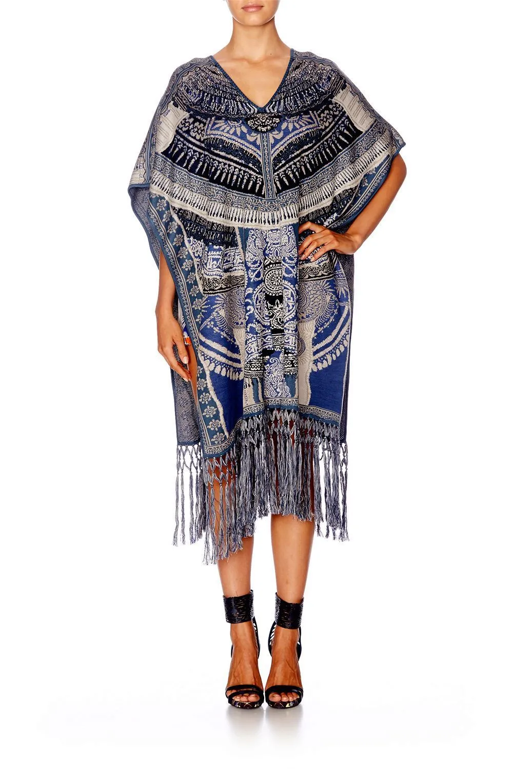 LONG V-NECK PONCHO TALES OF BATIK