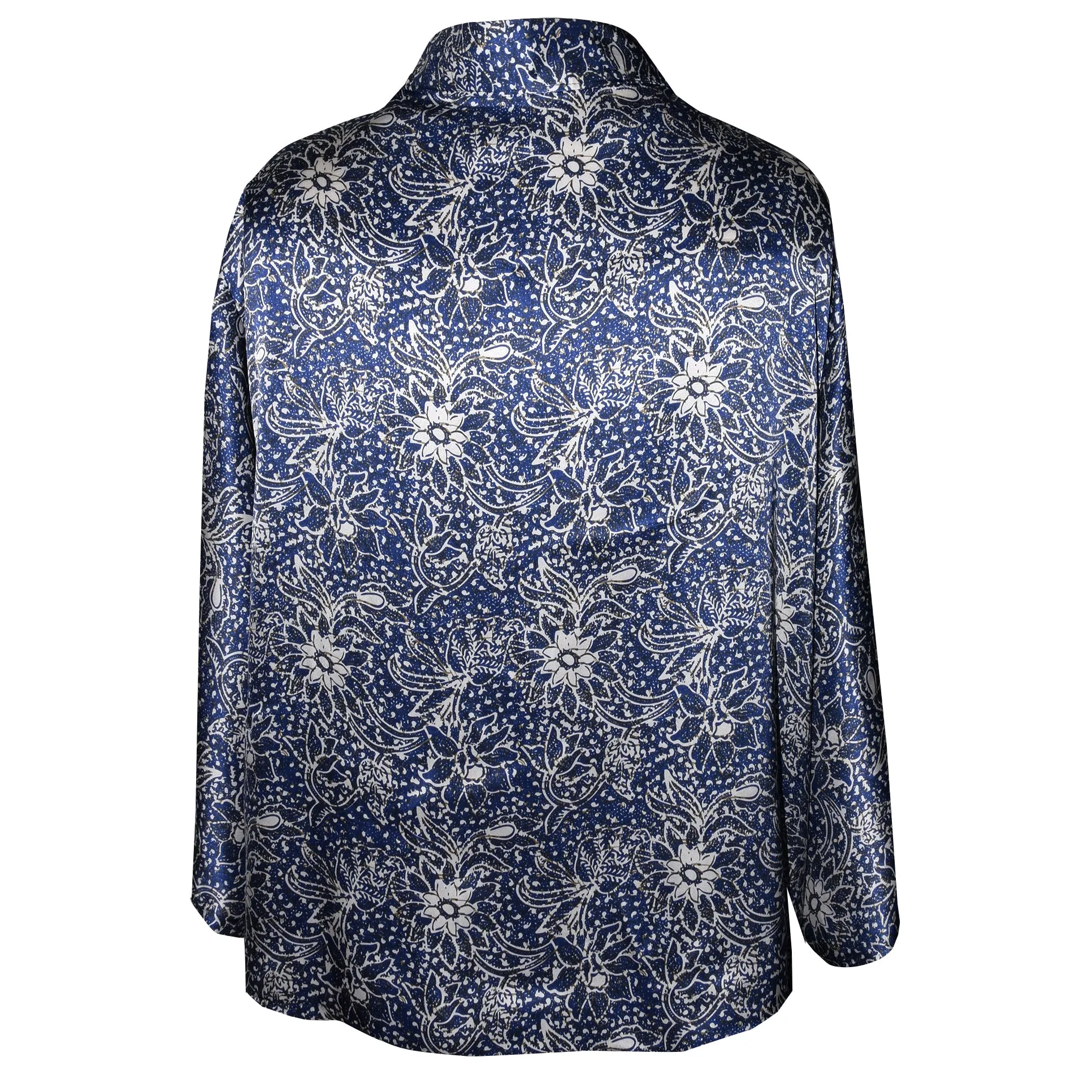 Luxurious One of a Kind Blue Print Silk Charmeuse Kimono Jacket