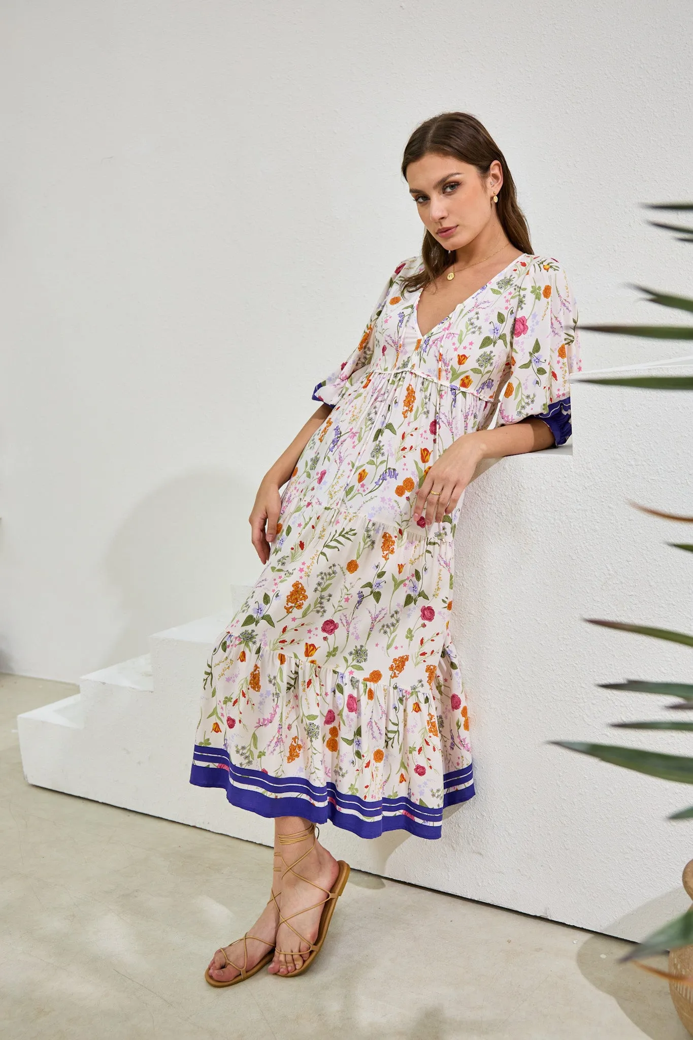 Lyvanne Multicolour Floral Midi Dress