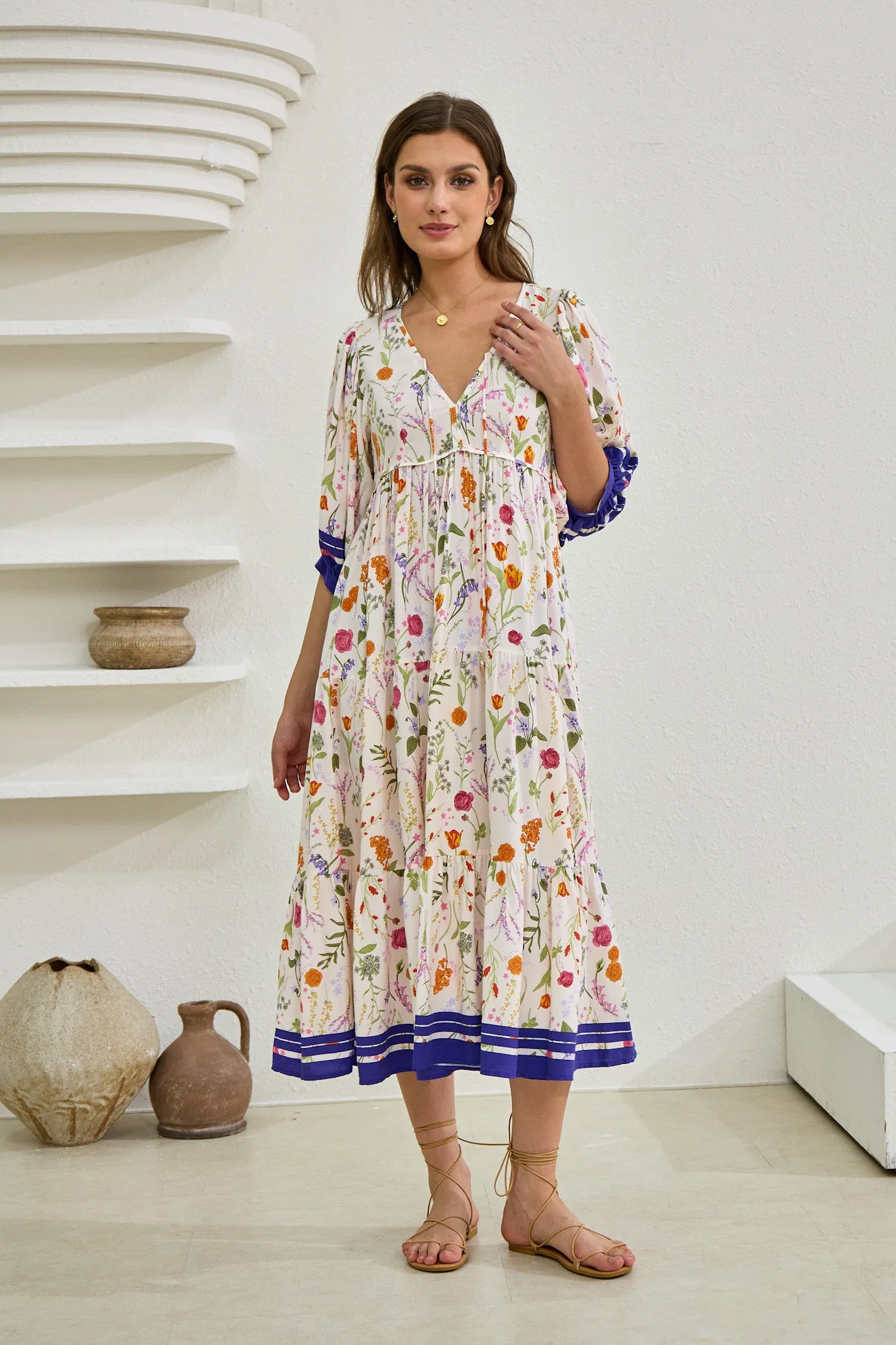 Lyvanne Multicolour Floral Midi Dress