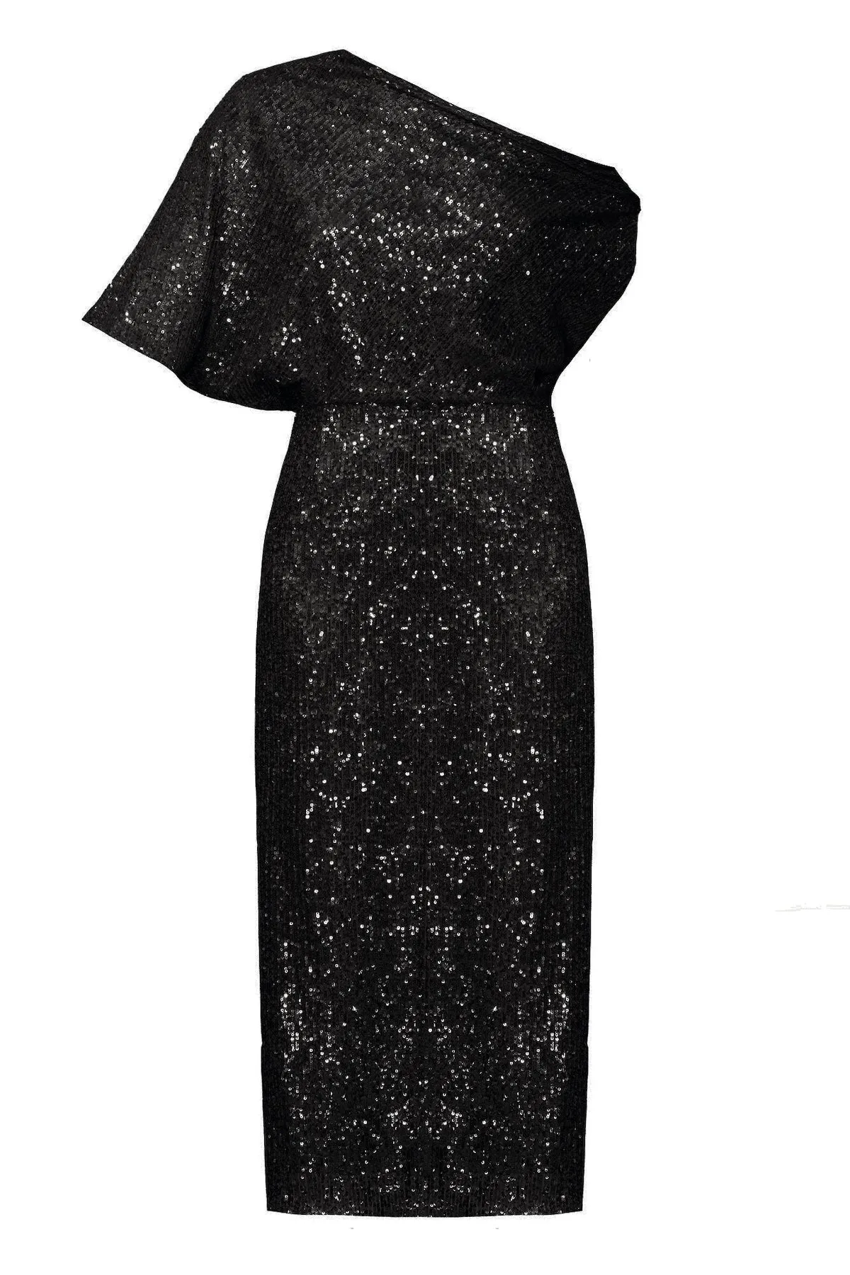 MARGO black sequin asymmetric cocktail dress