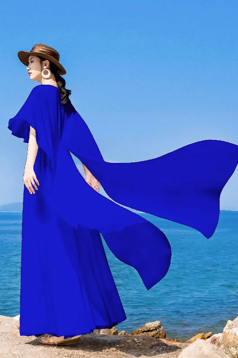 maxi fit and flare chiffon dresses women 4442