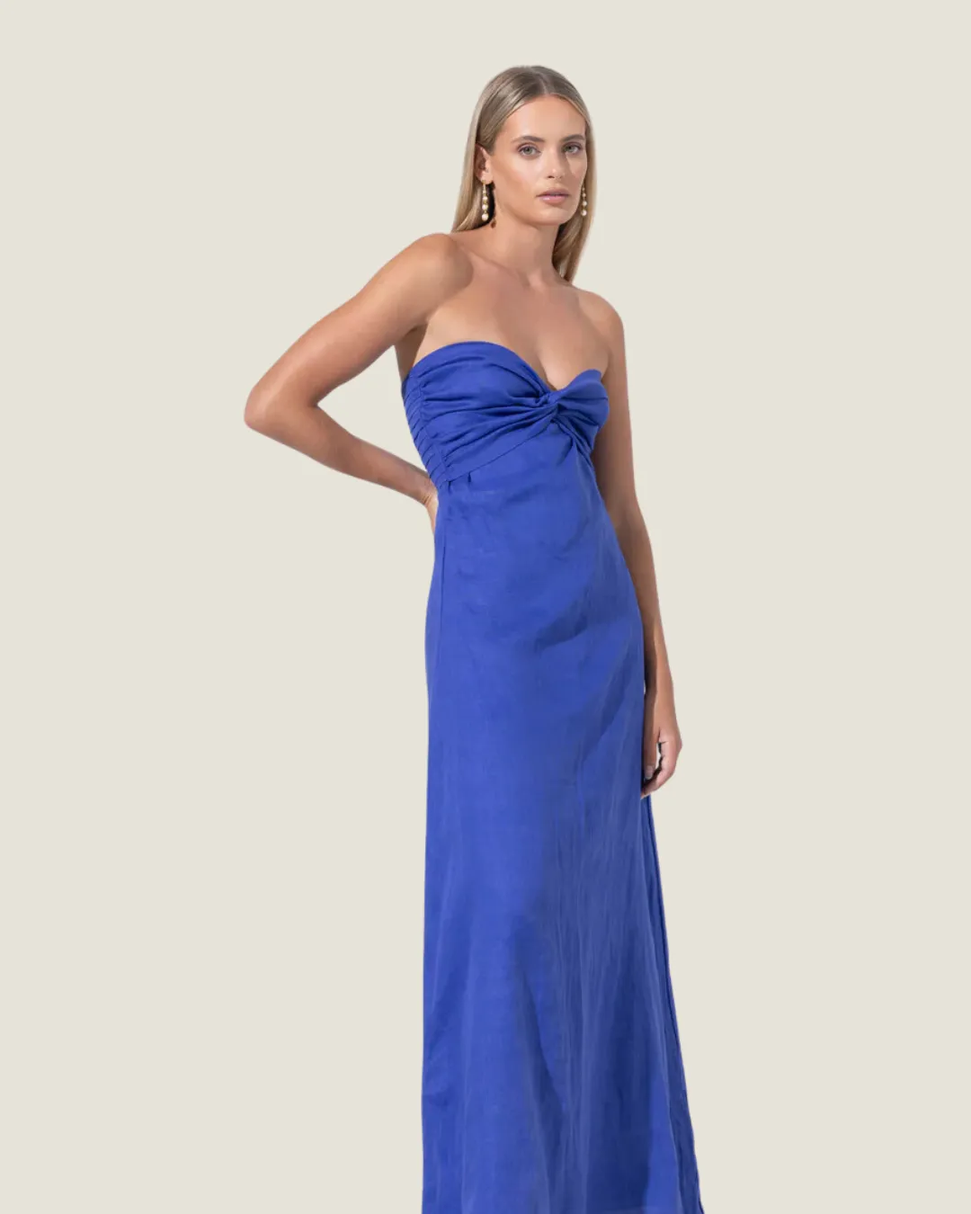 Melody Linen Blue Maxi Dress