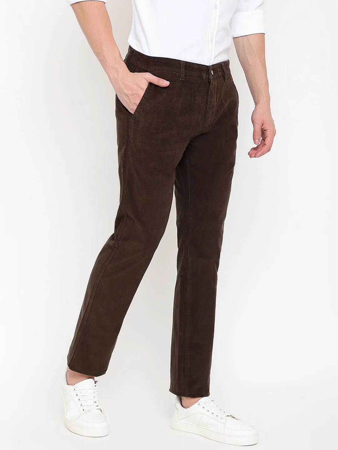 Men's Casual Flat front Khaki Corduroy Trousers