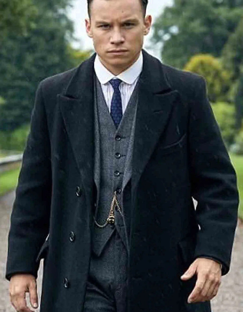 Mens Peaky Blinders Costume Michael Gray Vested Suit & Overcoat