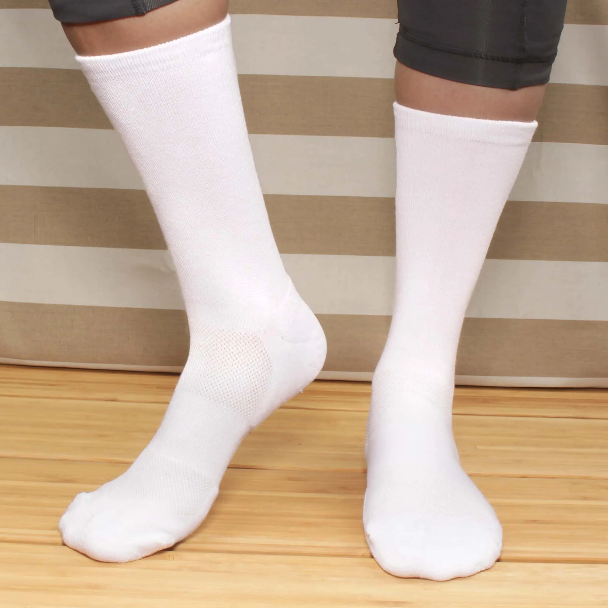 Men's Rayon from Bamboo Fiber Supported Heel and Toe Crew Socks - 4 Pair