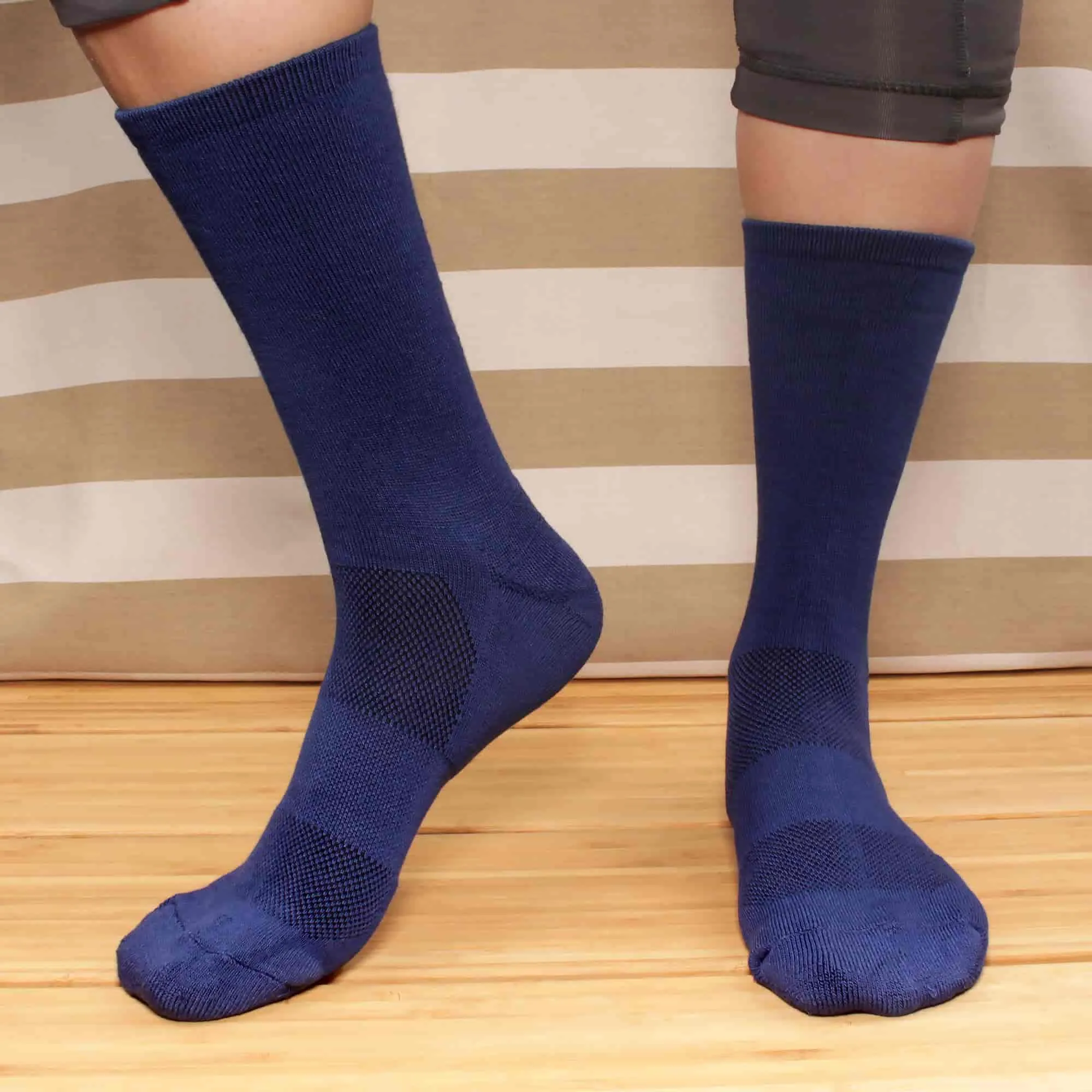 Men's Rayon from Bamboo Fiber Supported Heel and Toe Crew Socks - 4 Pair