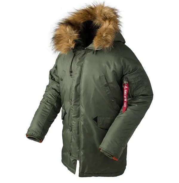 Men's Winter Warm Tactical Long Coat With Fur Hood | Men's Hooded Parka