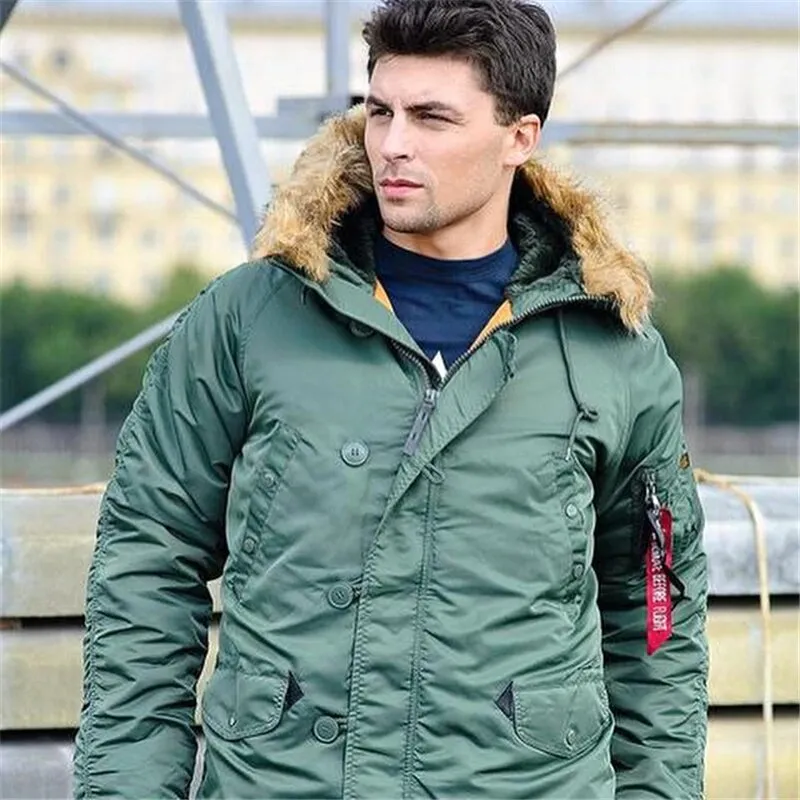 Men's Winter Warm Tactical Long Coat With Fur Hood | Men's Hooded Parka