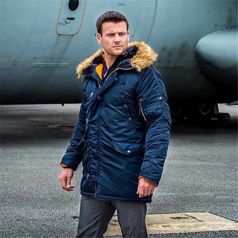 Men's Winter Warm Tactical Long Coat With Fur Hood | Men's Hooded Parka