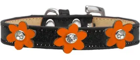 Metallic Flower Ice Cream Collar Black With Metallic Orange Flowers Size 10