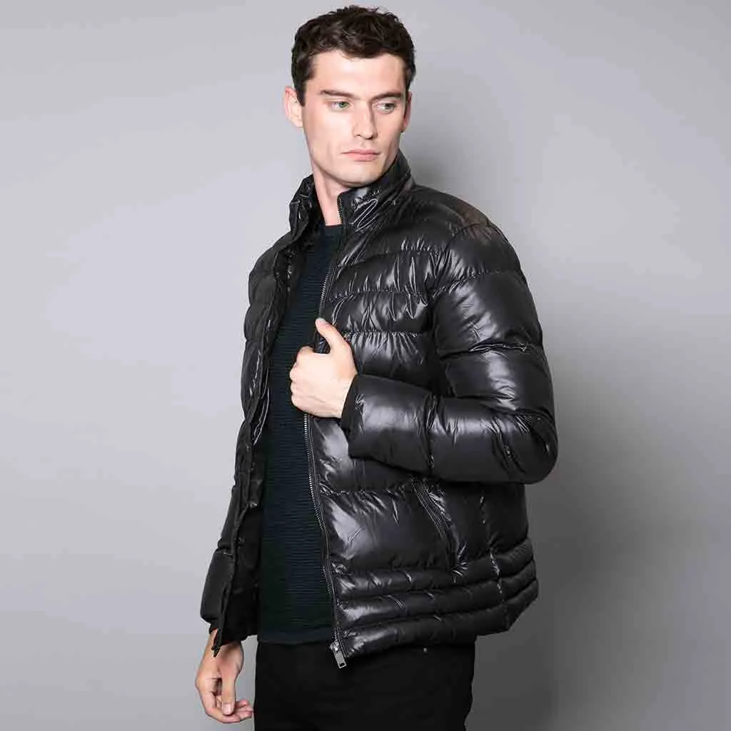 Naworth Shiny Puffer Jacket In Black