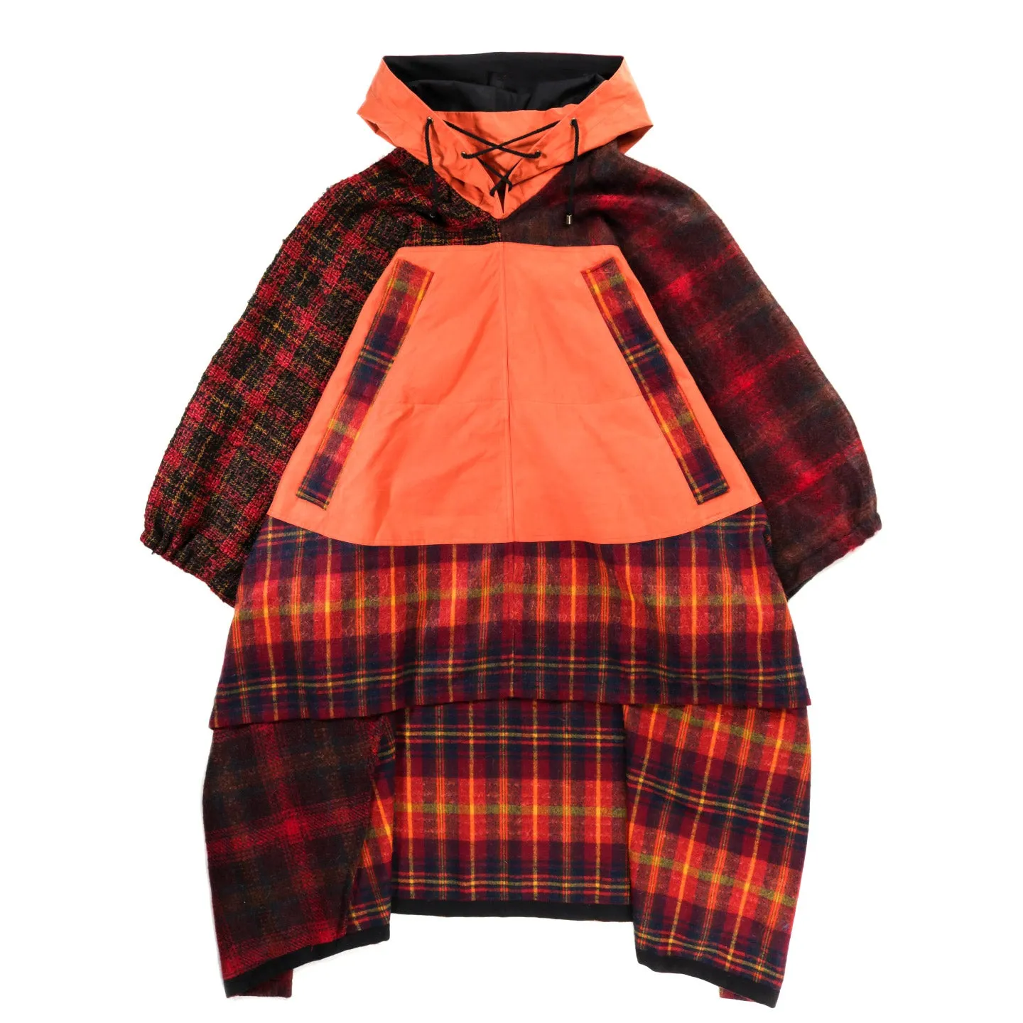 NICHOLAS DALEY PATCHWORK PONCHO BURGUNDY / ORANGE / MUSTARD