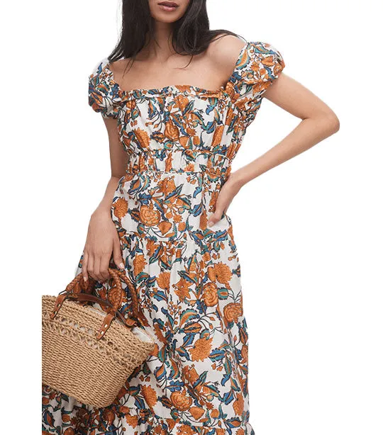 Off The Shoulder Midi Dress Multi