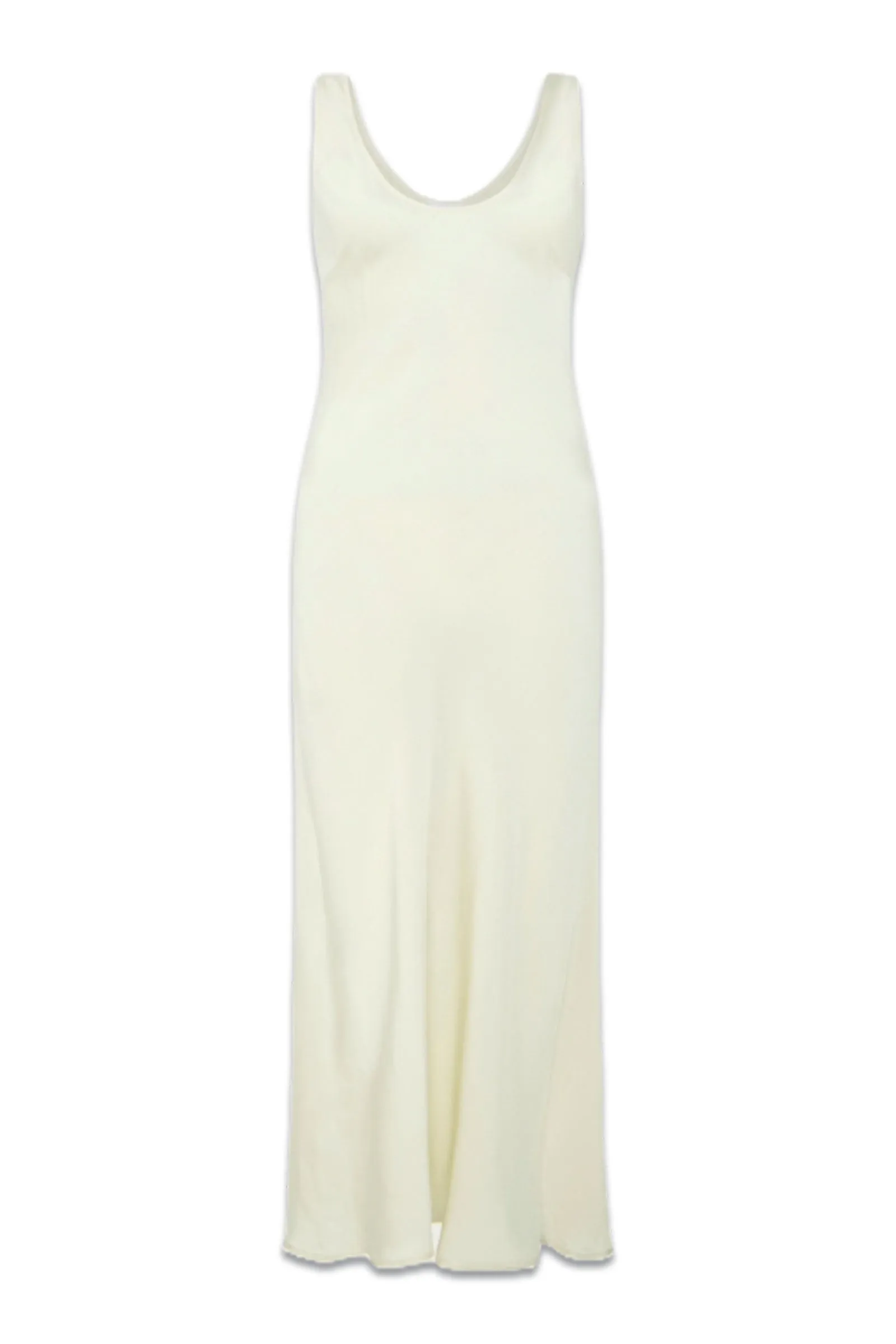 Palm Bias Cut Ivory Satin Slip Dress