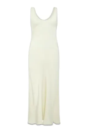 Palm Bias Cut Ivory Satin Slip Dress