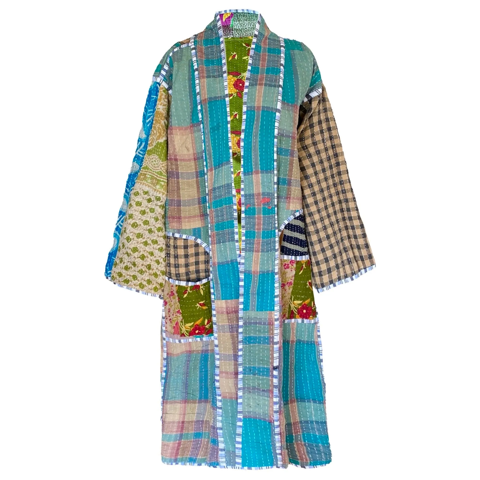 Paru Cotton Vintage Quilted Kantha Coat ONE OF KIND