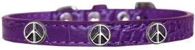 Peace Sign Widget Croc Dog Collar Purple Size 18