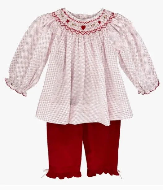 Petit Ami Heart Smocked Top & Pant Set