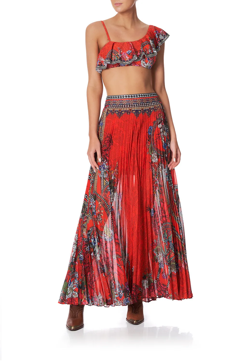 PLEATED FULL HEM SKIRT WONDERING WARATAH