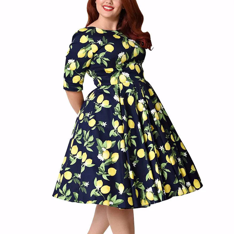 Plus Size Printed Tunic Big Swing Dress