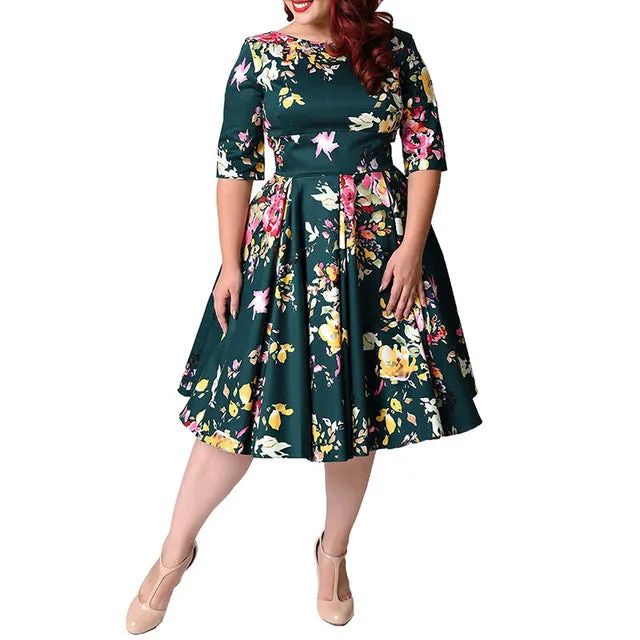 Plus Size Printed Tunic Big Swing Dress